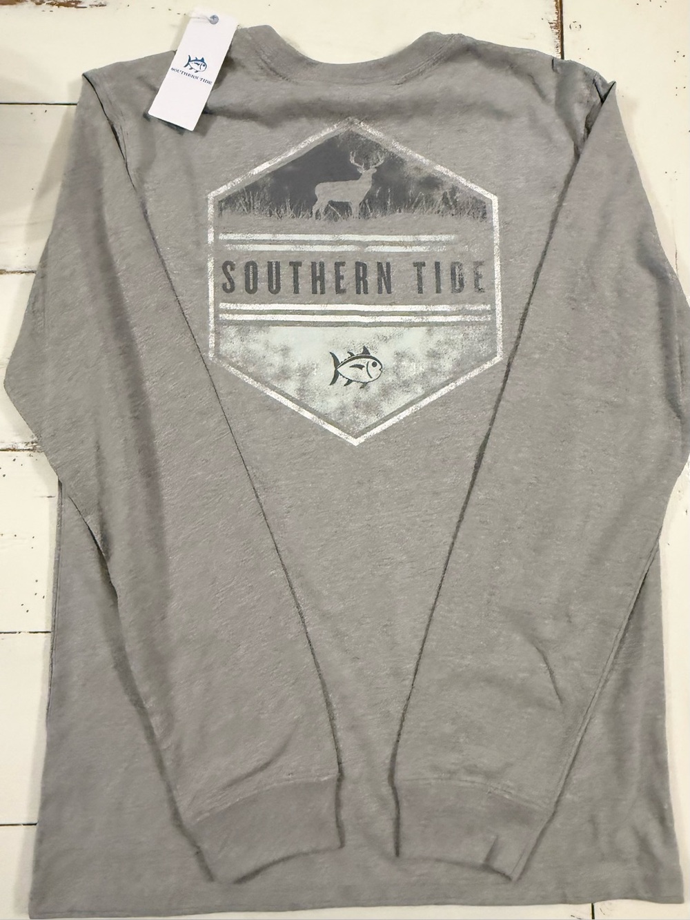 Southern Tide Heather Grey Crewneck Long Sleeve Tee